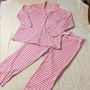 J. Crew Pink and White Striped Pajama Set